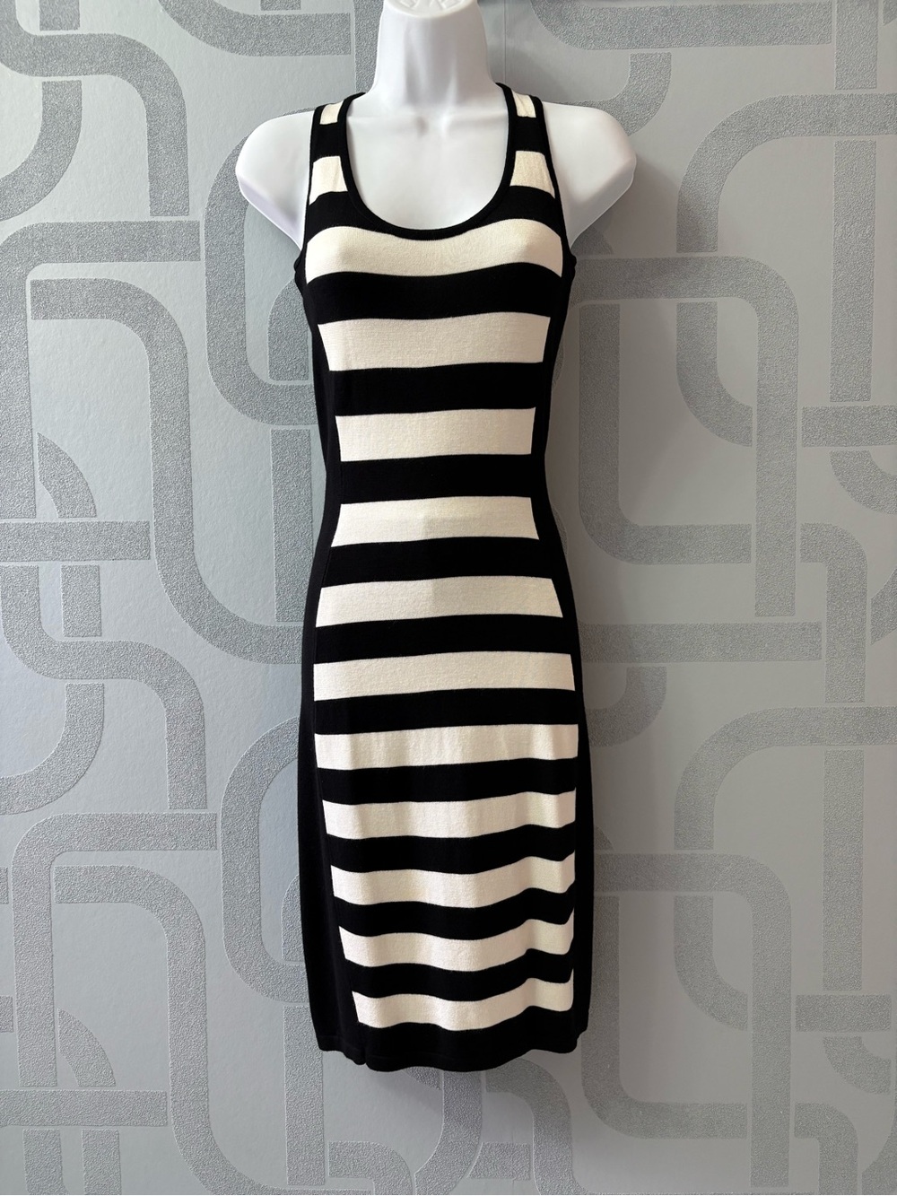 Dynamite Black and White Striped Tank Midi Dress